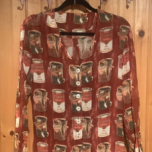 ICEBERG vintage soup can button down blouse